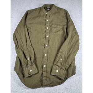 Todd Snyder x Baird McNutt Shirt Mens Medium M Olive Irish Linen Button Up Band